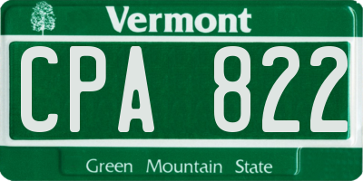 VT license plate CPA822