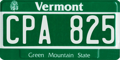 VT license plate CPA825