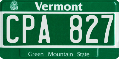 VT license plate CPA827