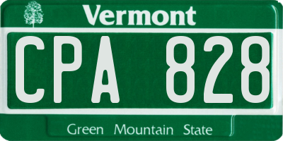 VT license plate CPA828