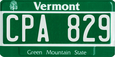 VT license plate CPA829