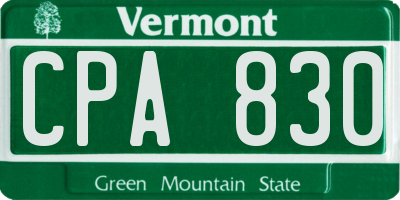 VT license plate CPA830