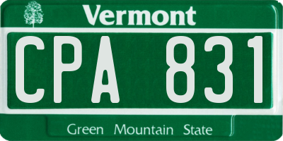 VT license plate CPA831