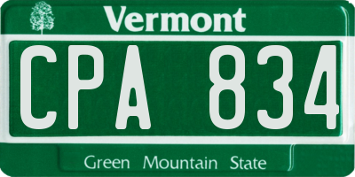 VT license plate CPA834