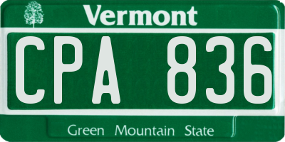 VT license plate CPA836