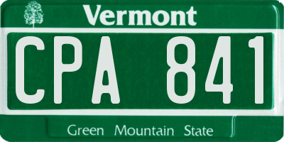 VT license plate CPA841