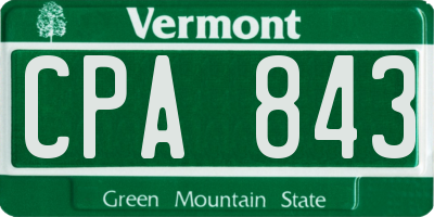 VT license plate CPA843