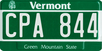 VT license plate CPA844