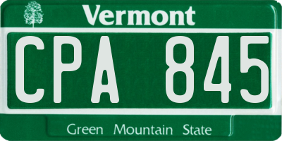 VT license plate CPA845