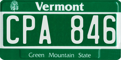 VT license plate CPA846