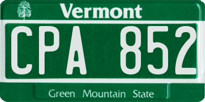 VT license plate CPA852