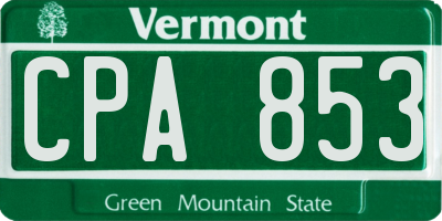VT license plate CPA853