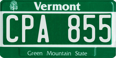 VT license plate CPA855
