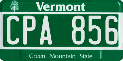 VT license plate CPA856