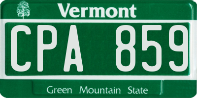 VT license plate CPA859