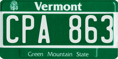 VT license plate CPA863