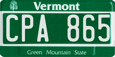 VT license plate CPA865