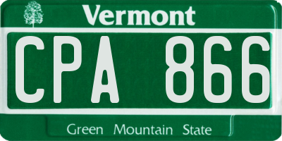 VT license plate CPA866