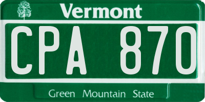 VT license plate CPA870