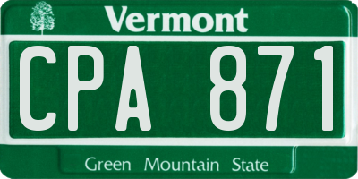 VT license plate CPA871