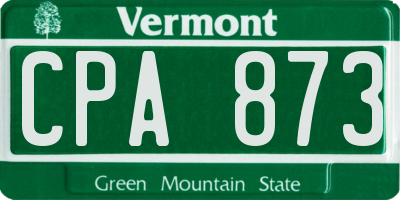 VT license plate CPA873