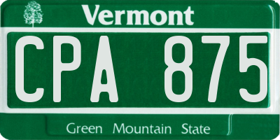 VT license plate CPA875
