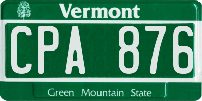 VT license plate CPA876