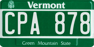 VT license plate CPA878
