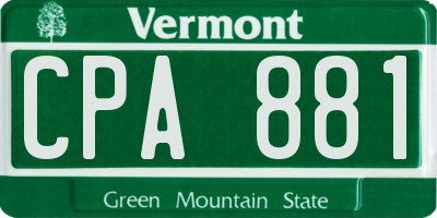 VT license plate CPA881