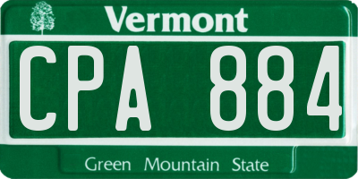 VT license plate CPA884