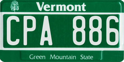 VT license plate CPA886