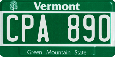 VT license plate CPA890