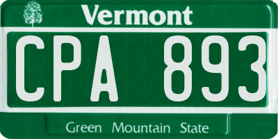 VT license plate CPA893