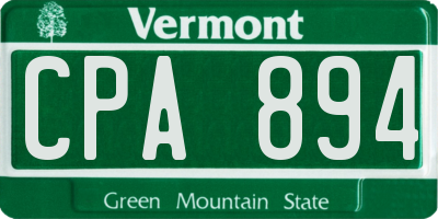 VT license plate CPA894