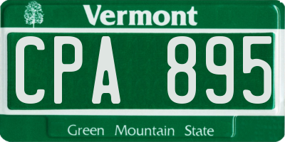 VT license plate CPA895