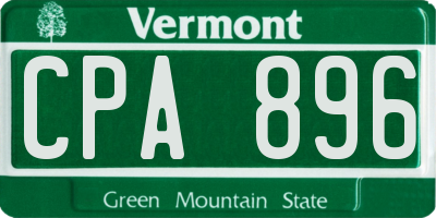 VT license plate CPA896