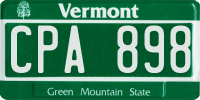 VT license plate CPA898
