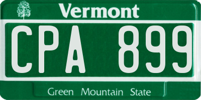 VT license plate CPA899