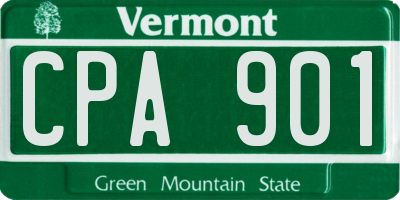 VT license plate CPA901