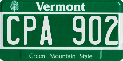 VT license plate CPA902