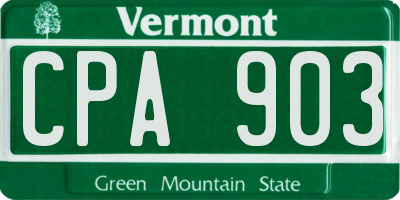 VT license plate CPA903