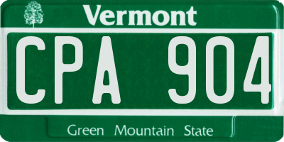 VT license plate CPA904