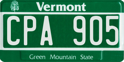 VT license plate CPA905