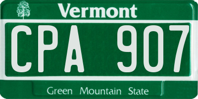 VT license plate CPA907