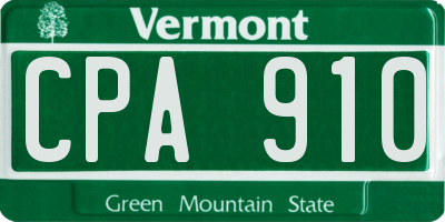 VT license plate CPA910