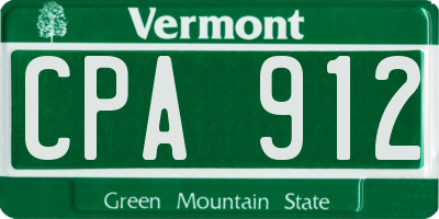 VT license plate CPA912