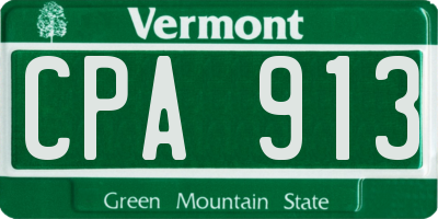 VT license plate CPA913