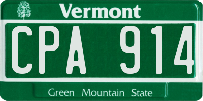 VT license plate CPA914