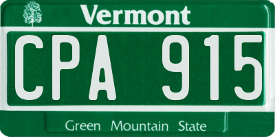 VT license plate CPA915