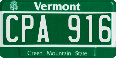 VT license plate CPA916